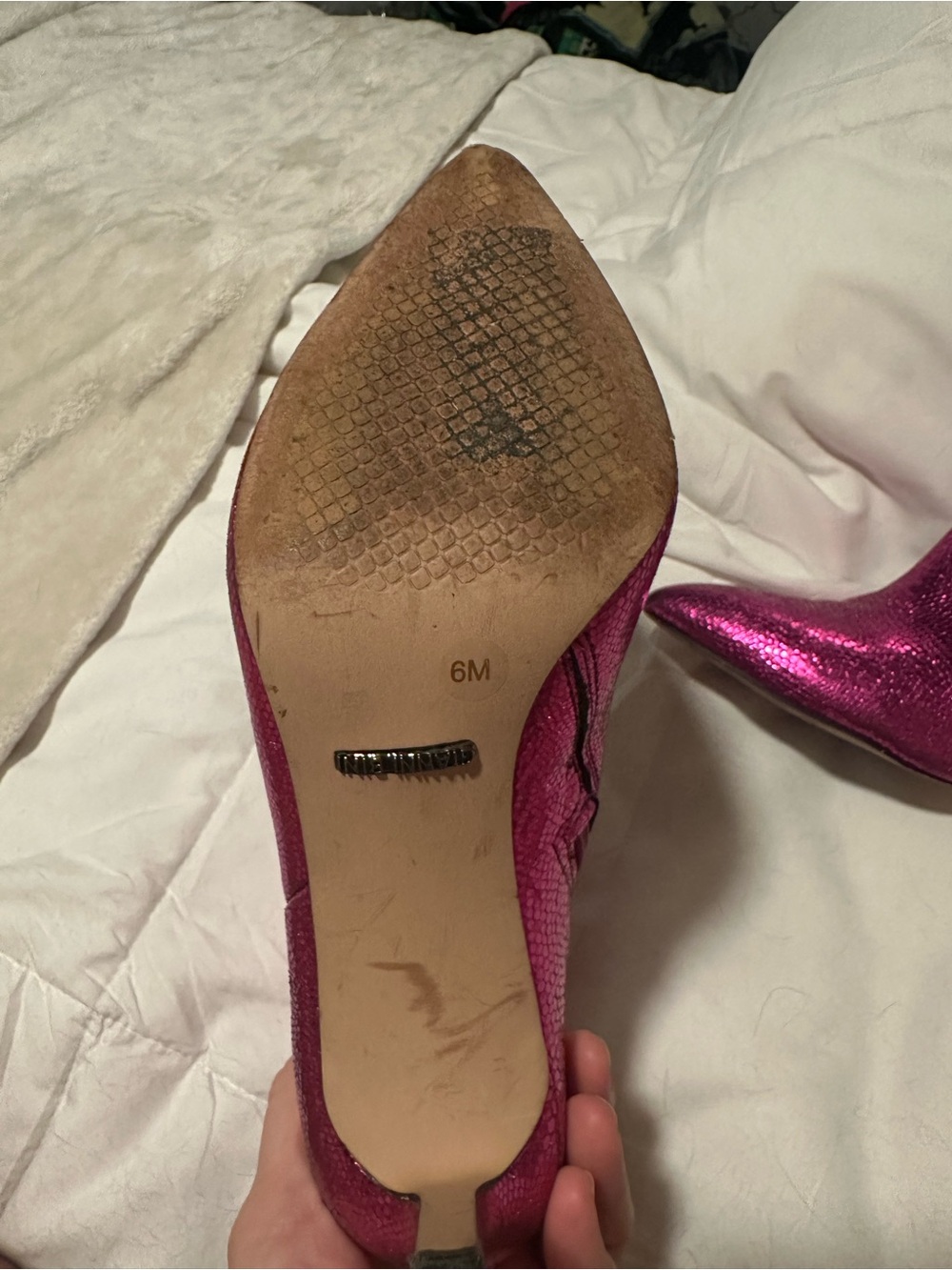 Gianni Bini Metallic Fuchsia Pointed Toe Ankle Booties - Picture 4 of 4